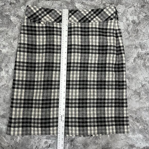 Vintage LL Bean Wool Blend Black & White Tartan Plaid Lined Skirt Size 8 Reg - Picture 6 of 6